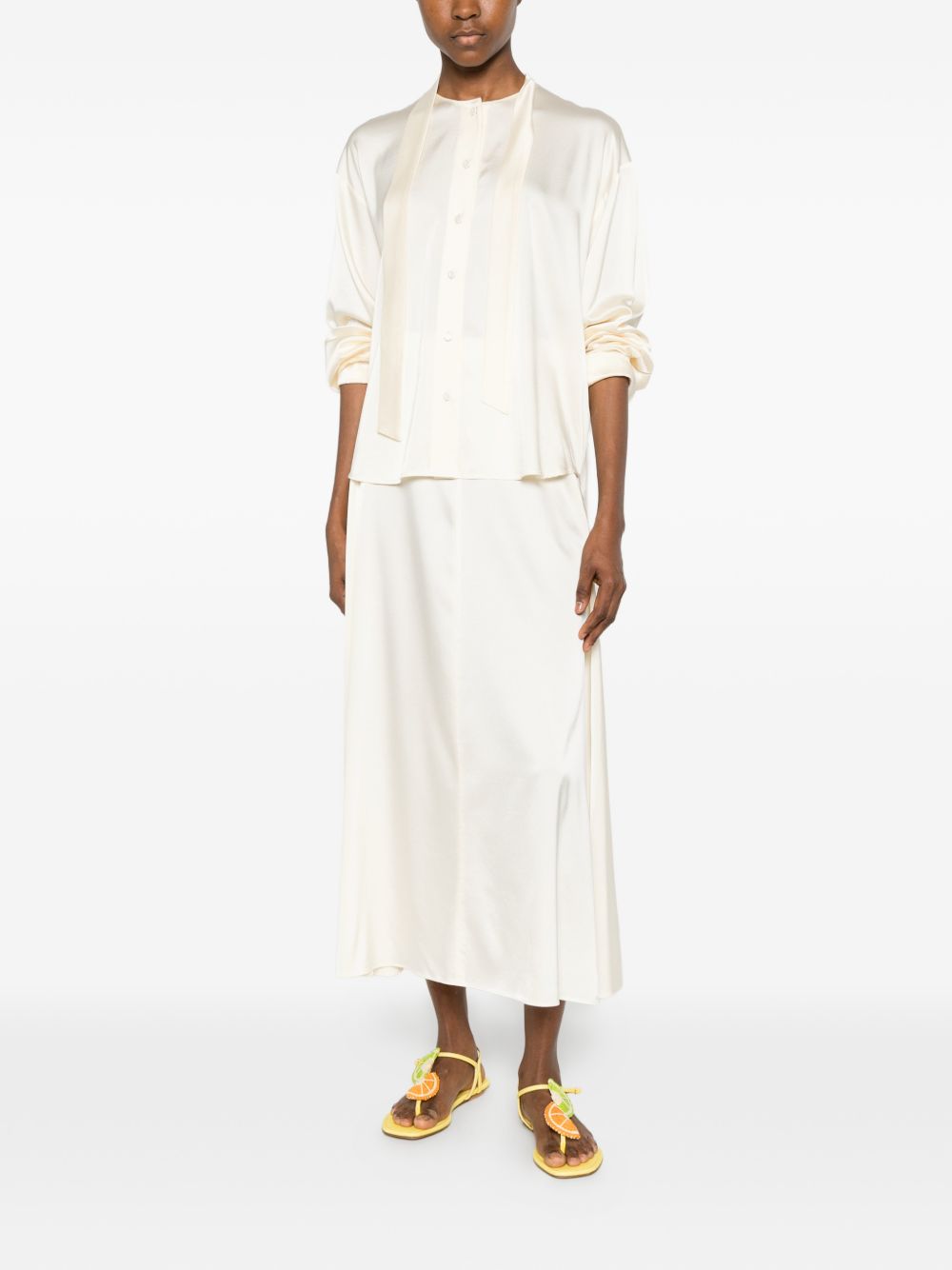 Forte Forte Silk Bow-Tie Blouse — Cream, view 2