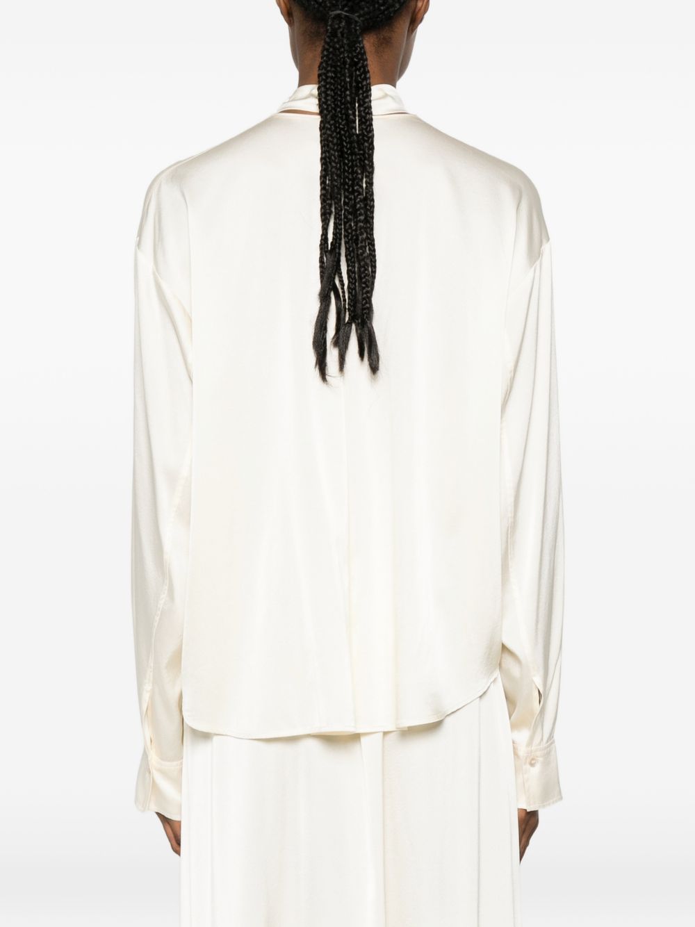 Forte Forte Silk Bow-Tie Blouse — Cream, view 3