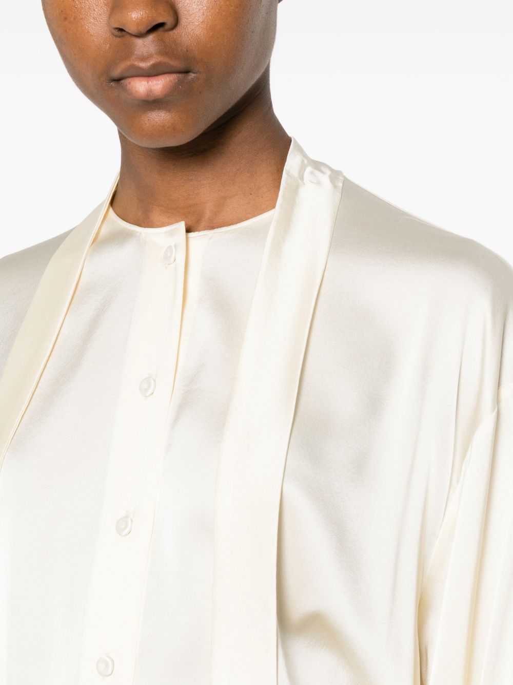 Forte Forte Silk Bow-Tie Blouse — Cream, view 4