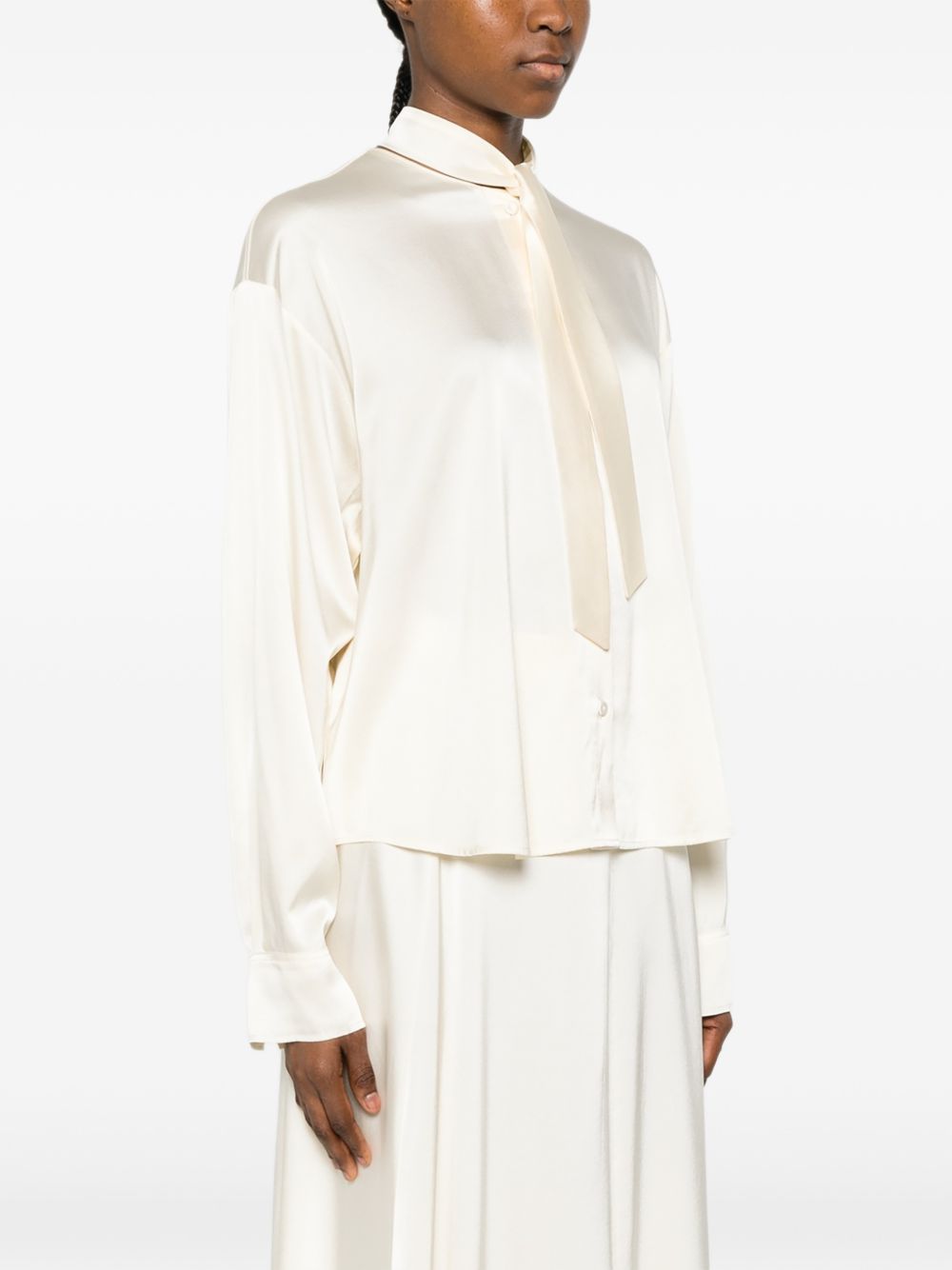 Forte Forte Silk Bow-Tie Blouse — Cream, view 5
