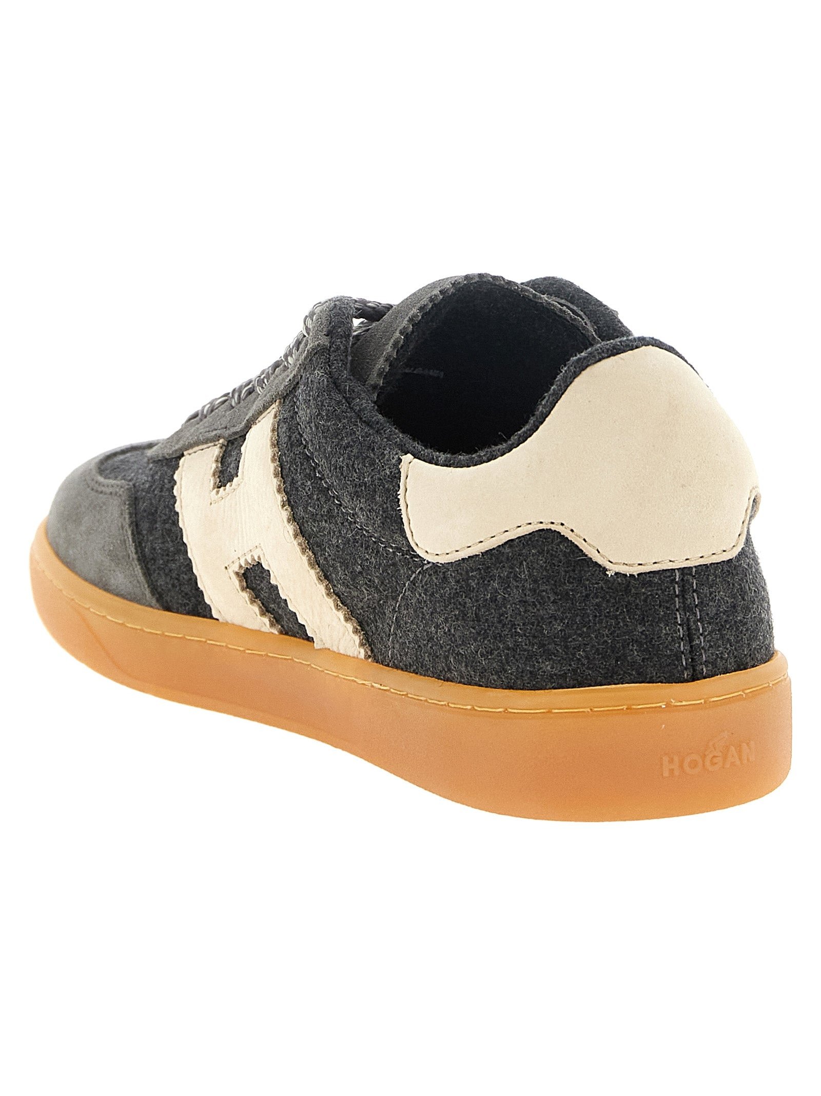Hogan Wool-and-Calf-Leather Sneaker — Gray, view 3