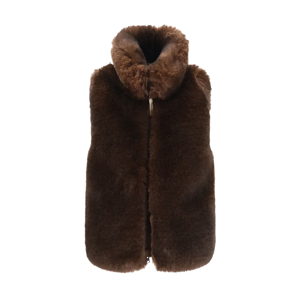 Woolrich Faux-Fur and Quilted Nylon Vest — Brown by Woolrich