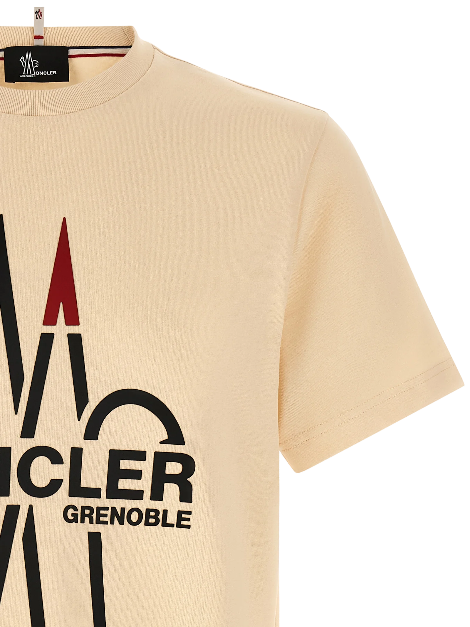 Moncler Grenoble Logo-Printed Cotton T-Shirt — Beige, view 3
