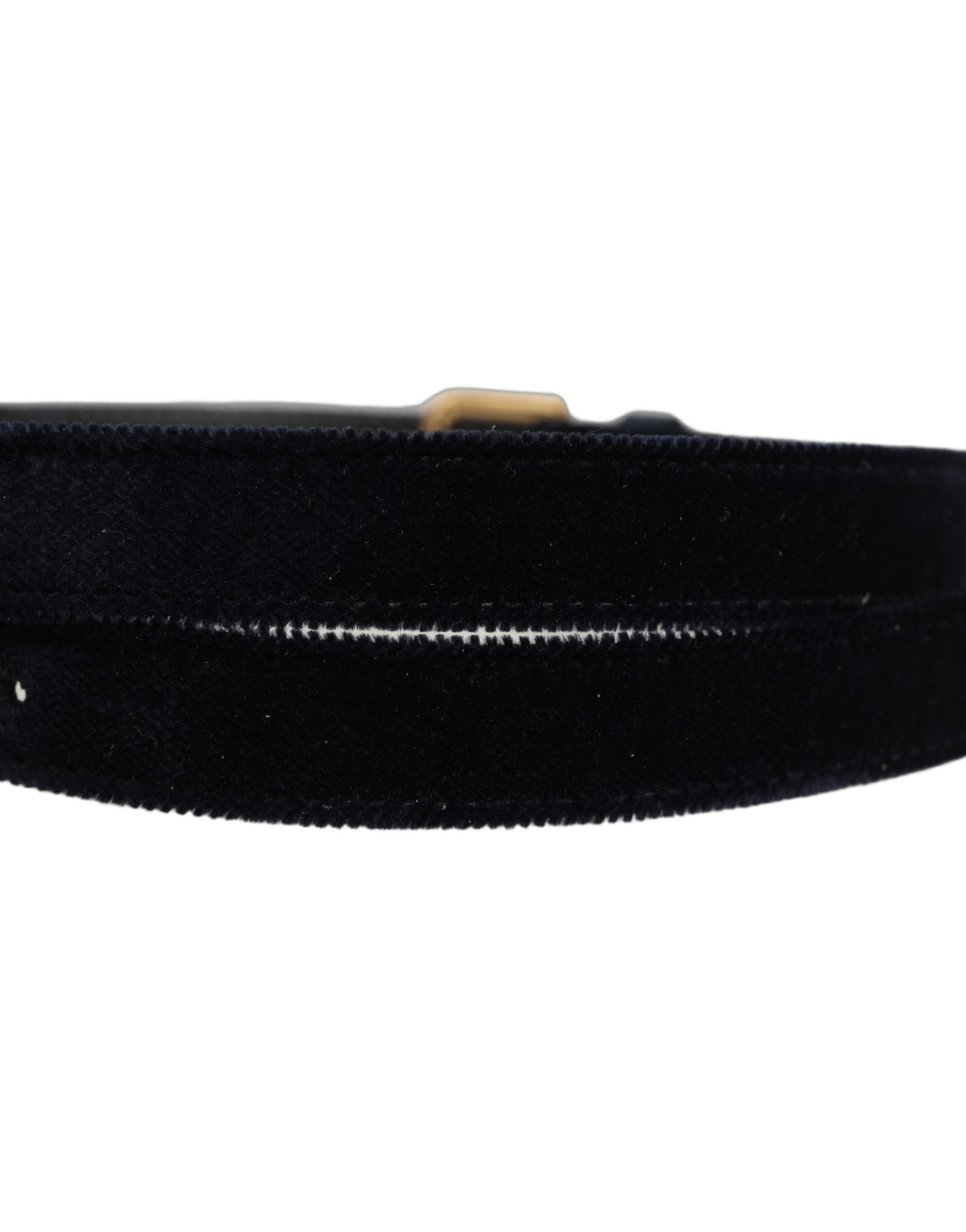 Dolce & Gabbana Velvet with Gold-Tone Buckle Belt — Navy, view 5