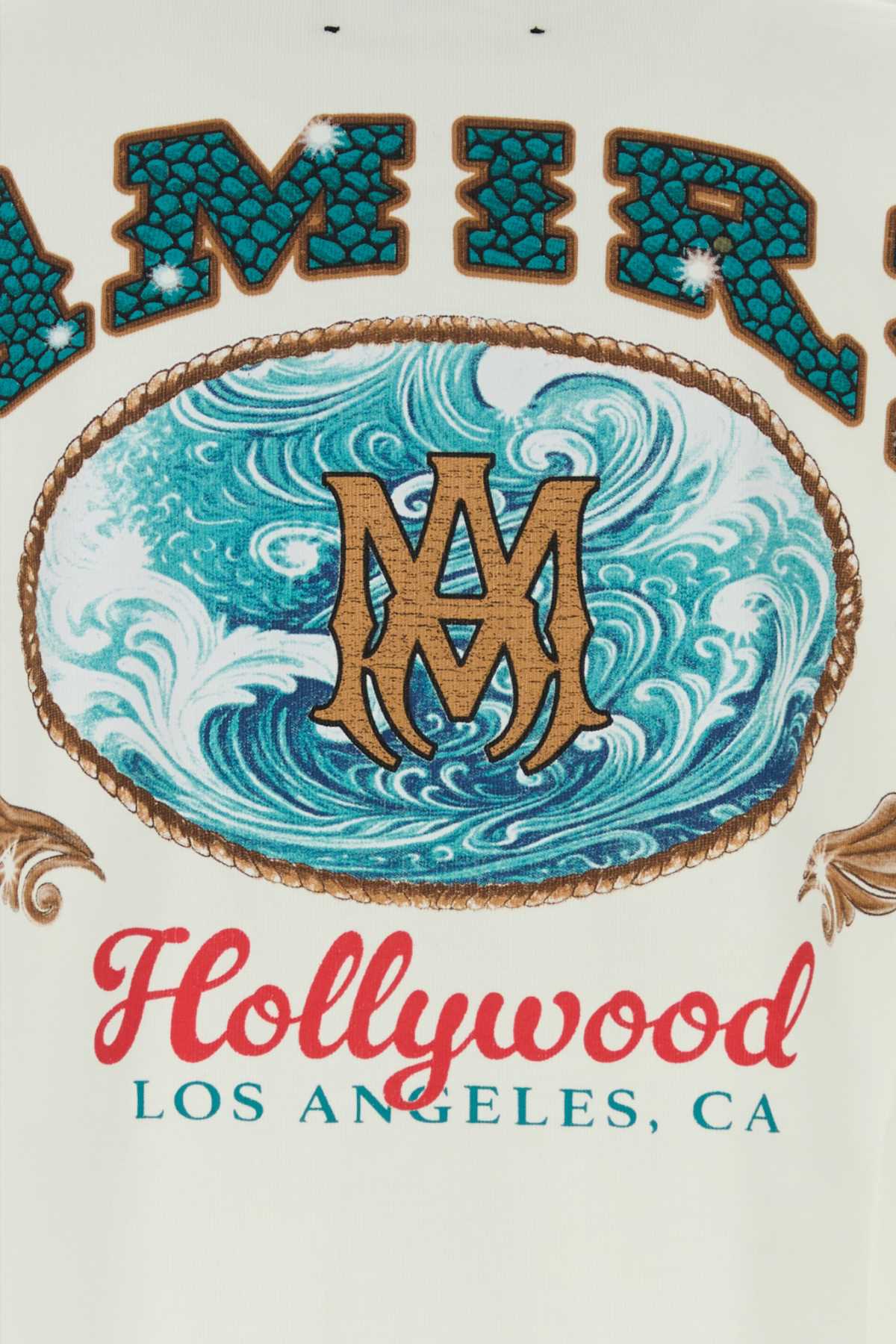 Amiri Hollywood Graphic T-Shirt — White, view 3