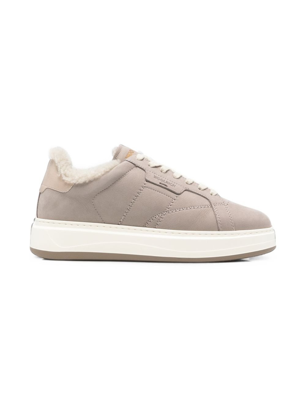 Woolrich Shearling-Lined Leather Sneaker — Grey by Woolrich