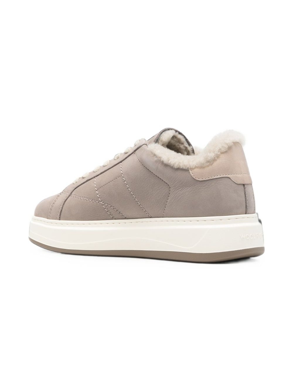 Woolrich Shearling-Lined Leather Sneaker — Grey, view 2