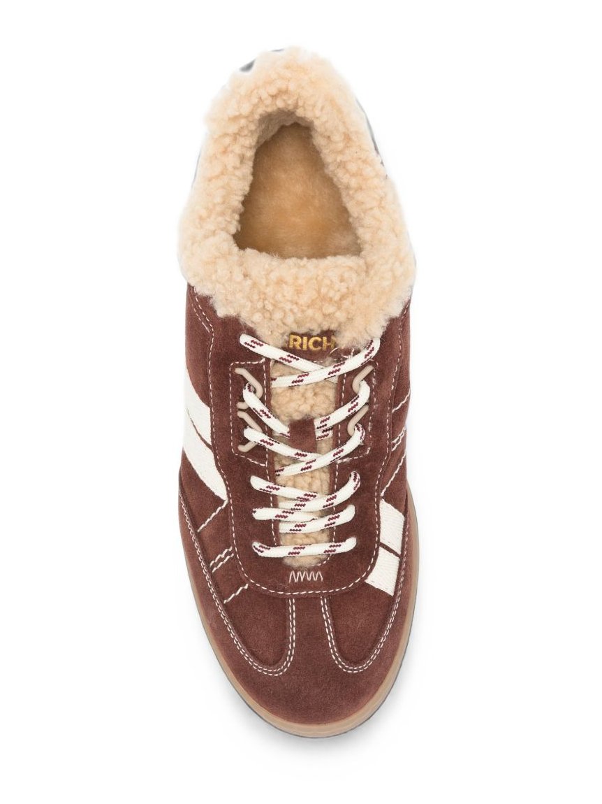 Woolrich Leather with Shearling Trim Sneaker — Brown, view 4