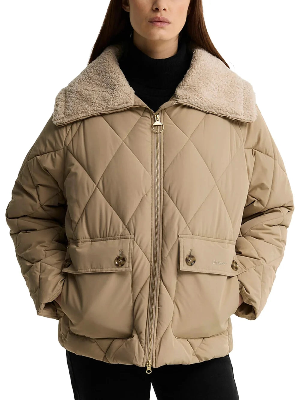 Barbour Eva Puffer Jacket — Beige, view 3