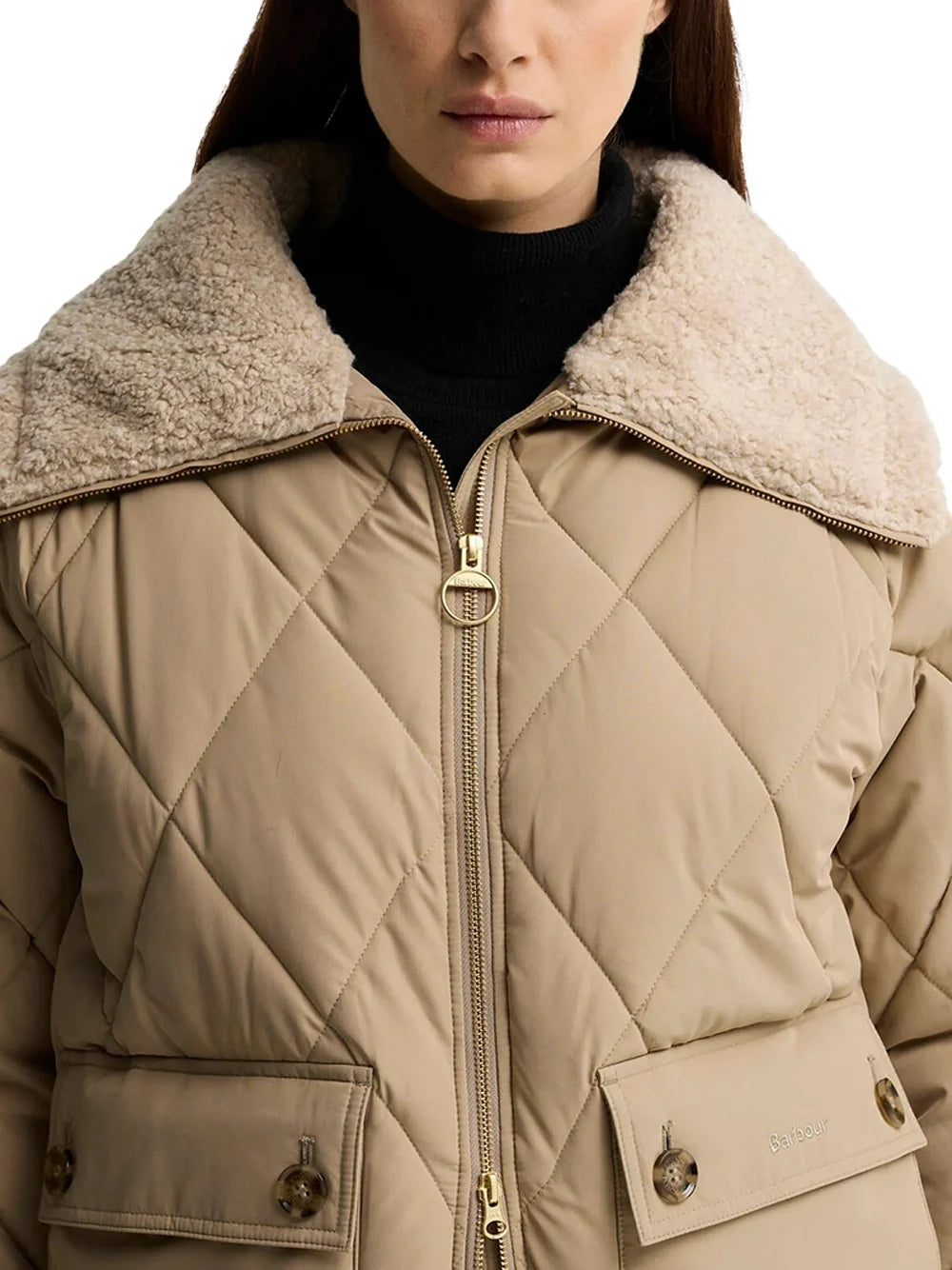 Barbour Eva Puffer Jacket — Beige, view 4
