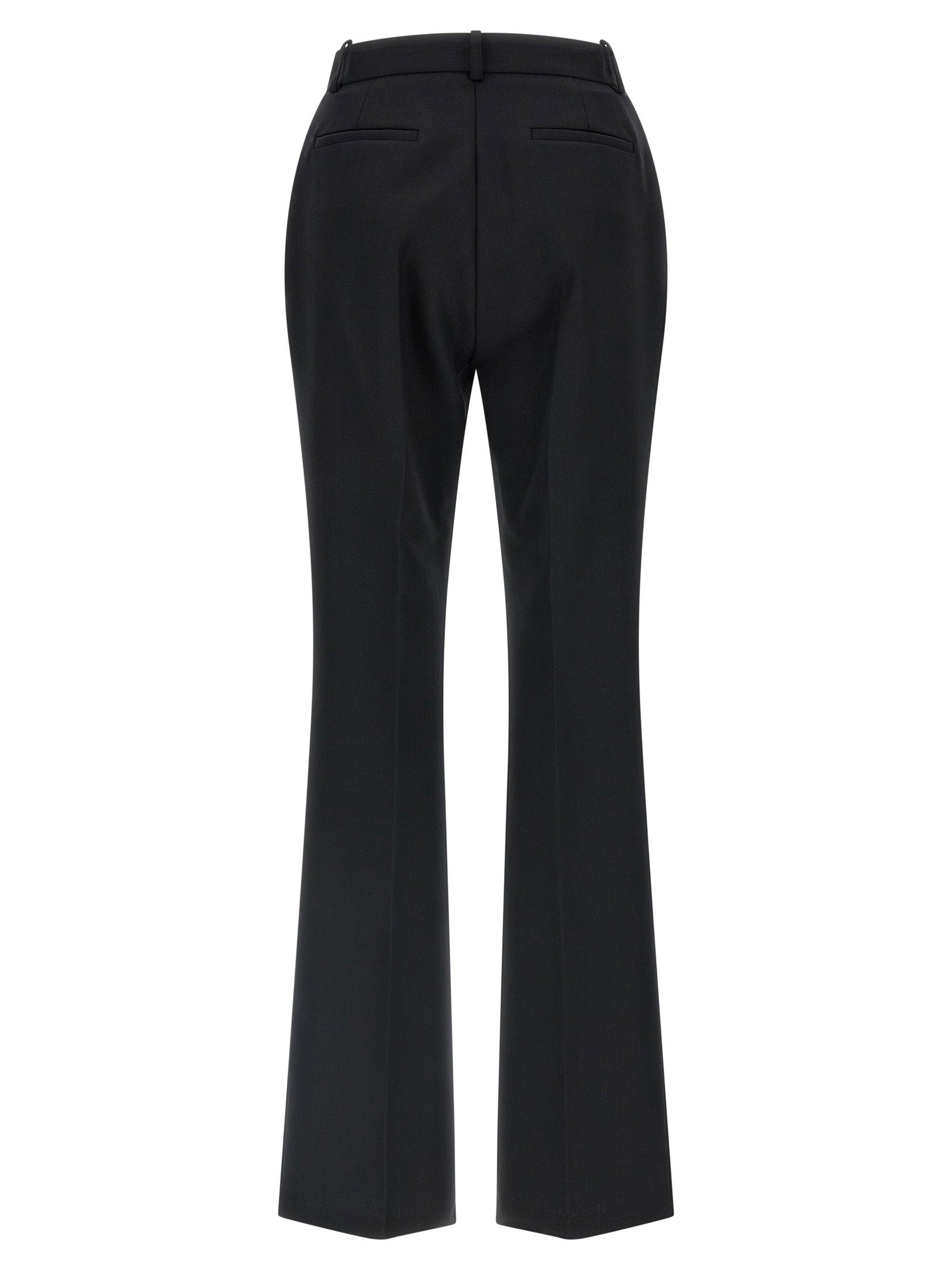 Elisabetta Franchi Virgin Wool Flared Trousers — Black, view 2