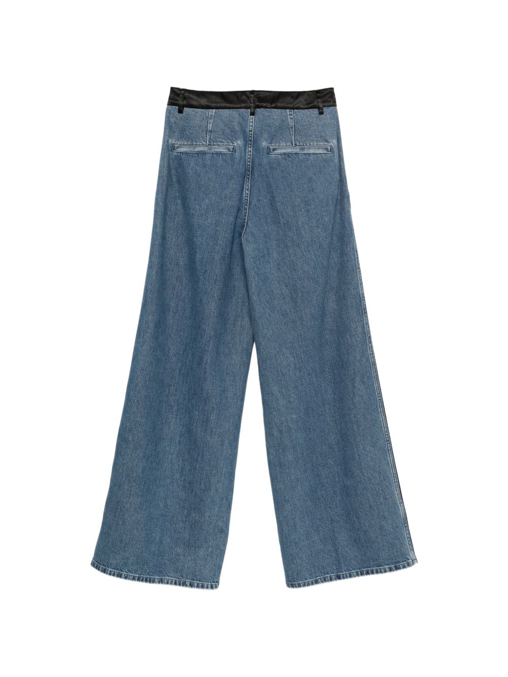 Forte Forte Pleated Wide-Leg Denim Jeans — Blue, view 2