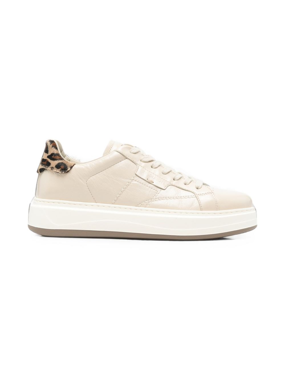 Woolrich Leopard Print Leather Sneaker — Cream by Woolrich