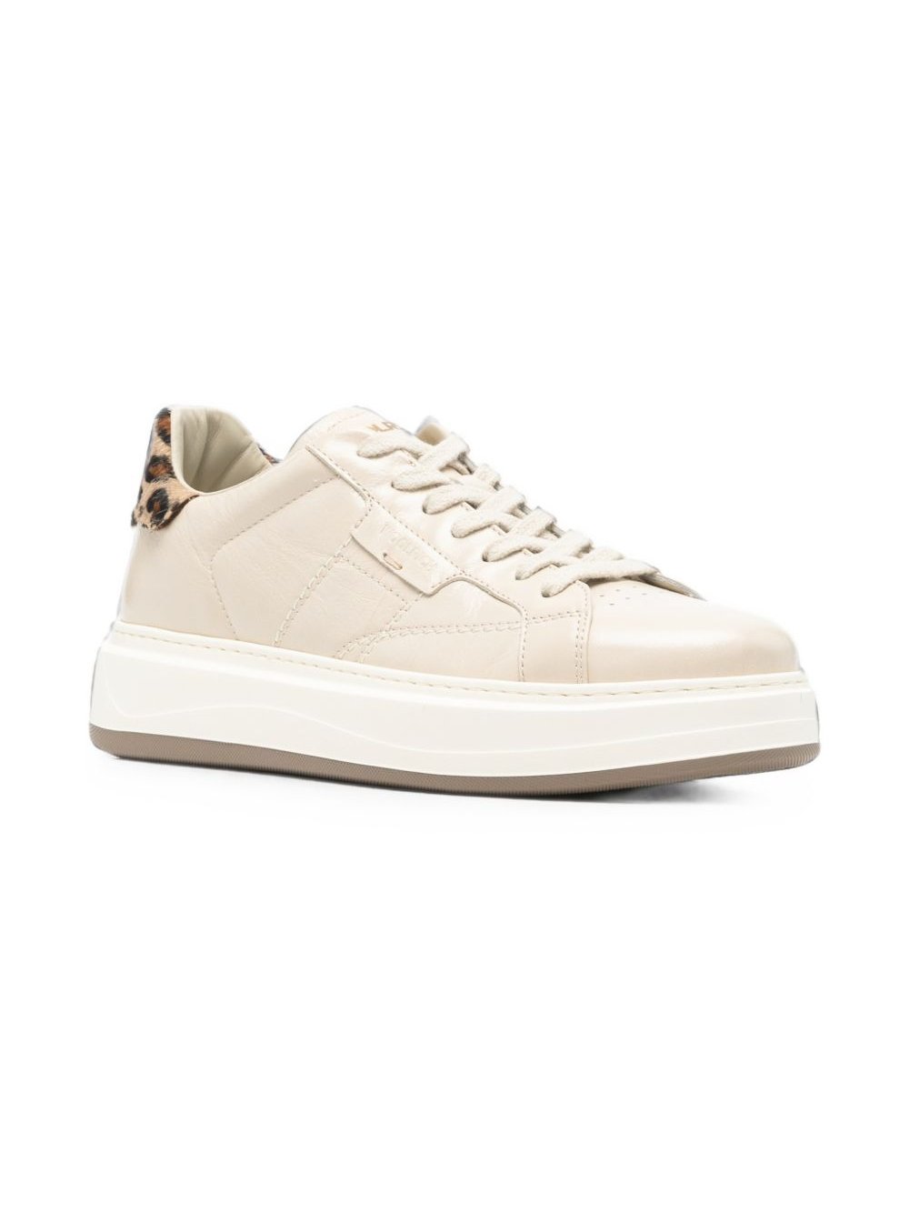 Woolrich Leopard Print Leather Sneaker — Cream, view 4