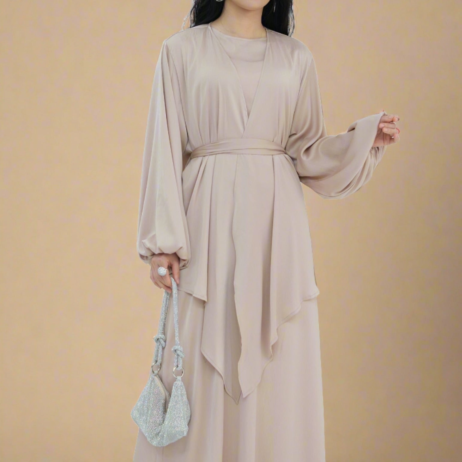 Graceful Duo- 2 PC abaya set with a wrap top, view 2