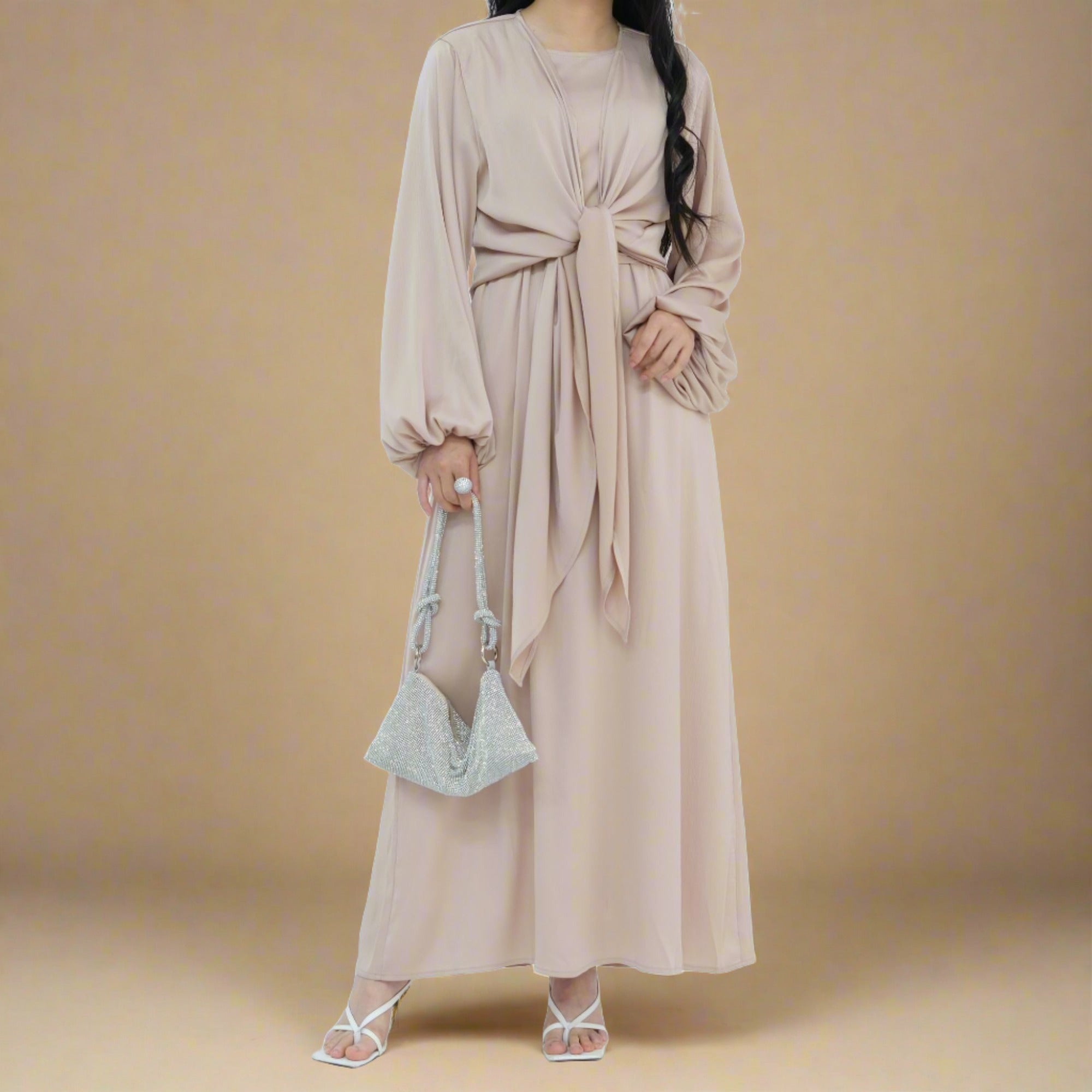 Graceful Duo- 2 PC abaya set with a wrap top, view 6