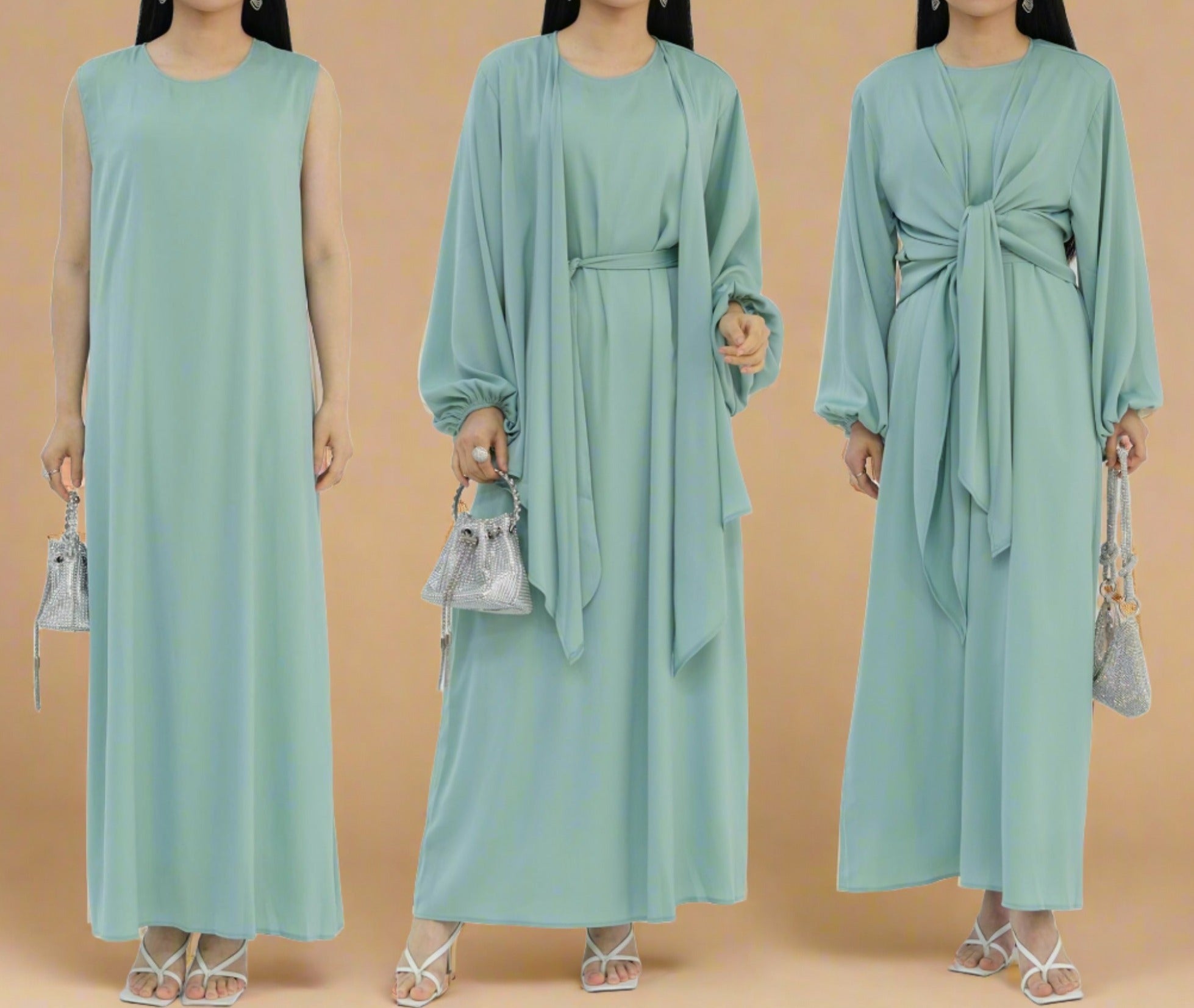 Graceful Duo- 2 PC abaya set with a wrap top, view 7