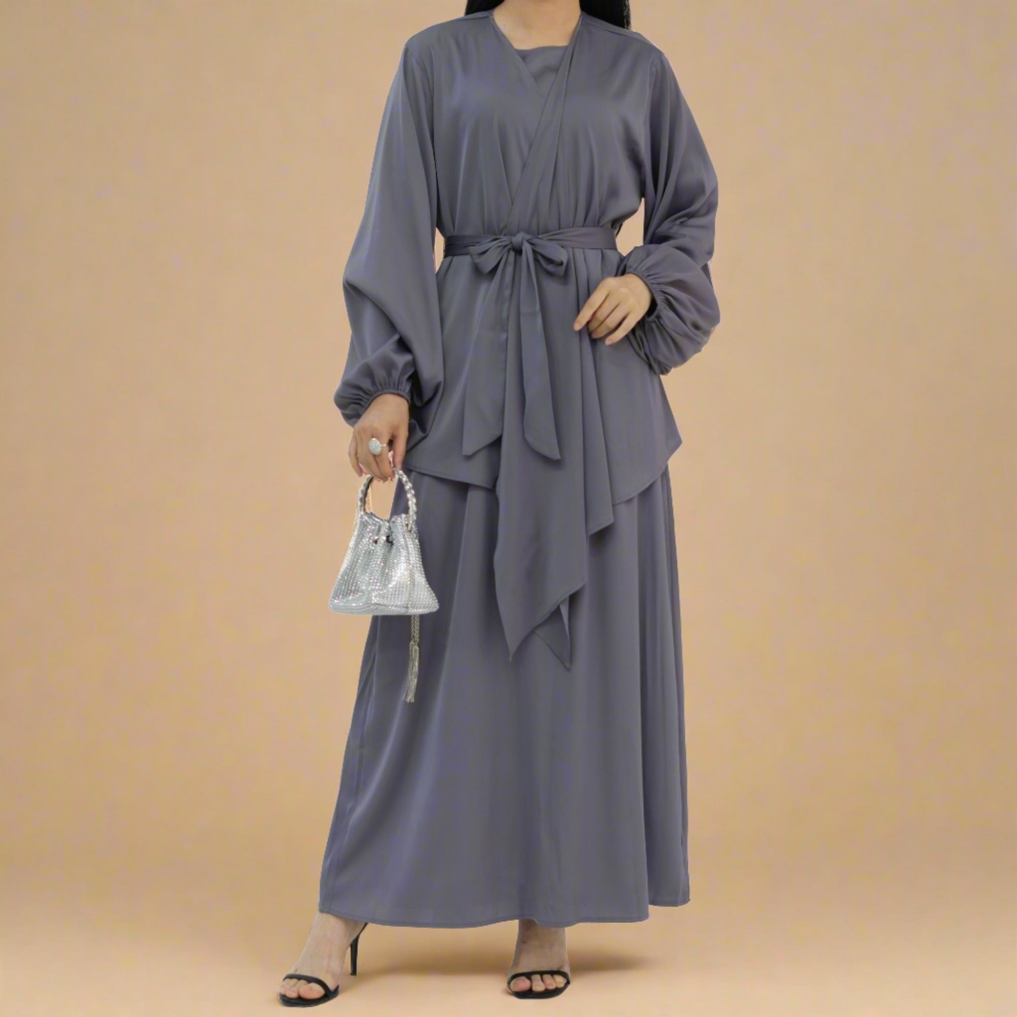 Graceful Duo- 2 PC abaya set with a wrap top, view 8