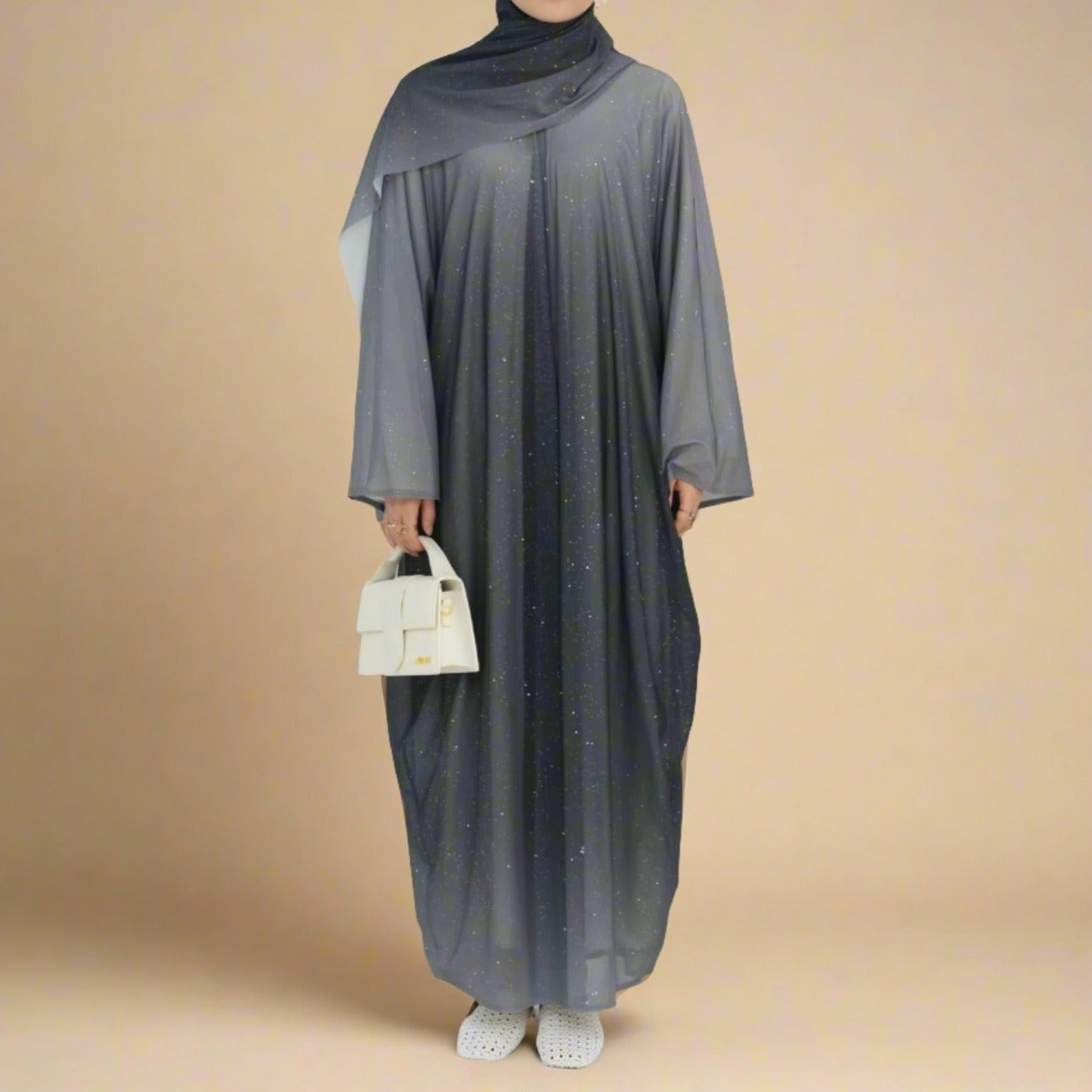 Samaa - Sparkle Ombre Abaya with matching hijab, view 2