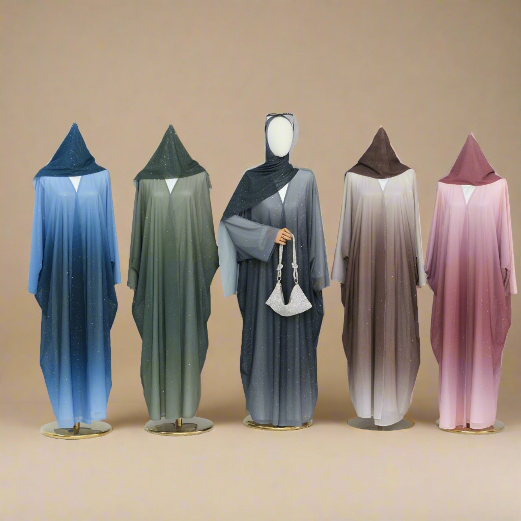 Samaa - Sparkle Ombre Abaya with matching hijab, view 6