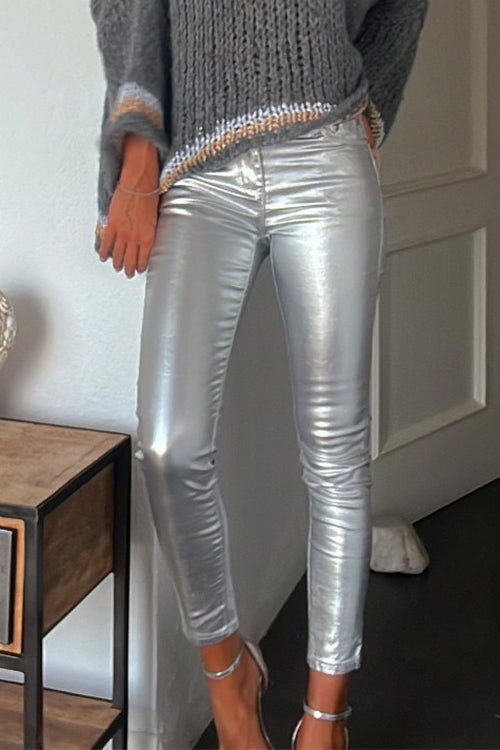 Margovil Slim Fit Faux Leather Leggings Pants with Pockets, view 2