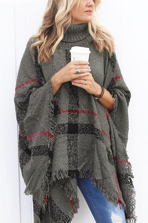 Margovil Chicest Tassel Lattice Cloak Poncho Sweater, view 4