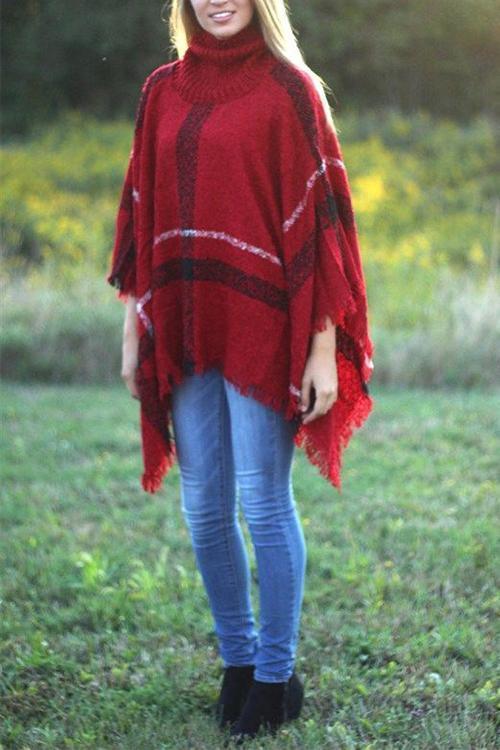 Margovil Chicest Tassel Lattice Cloak Poncho Sweater, view 7