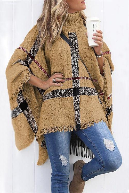 Margovil Chicest Tassel Lattice Cloak Poncho Sweater, view 6
