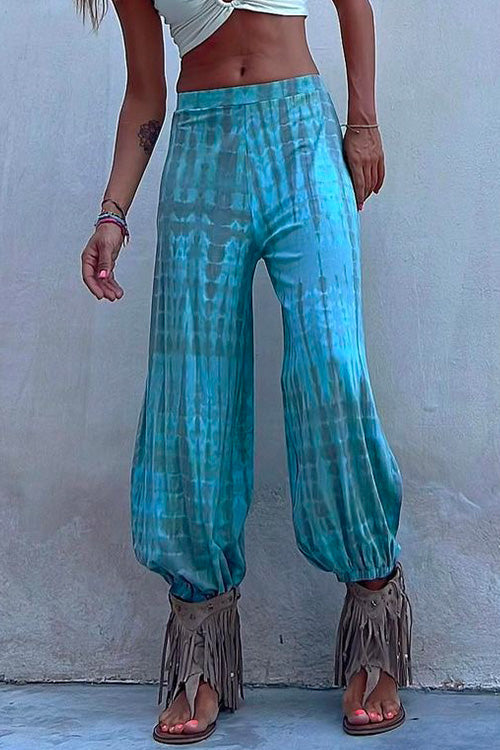 Margovil Tie Dye Side Slit Loose Lantern Pants by Margovil
