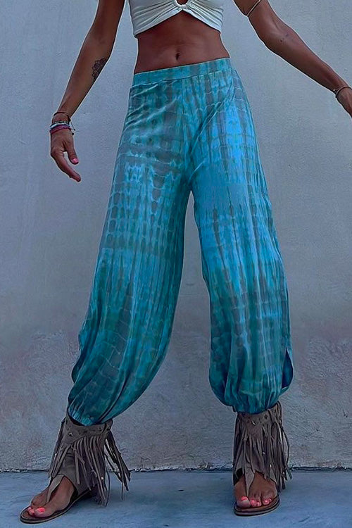Margovil Tie Dye Side Slit Loose Lantern Pants, view 2