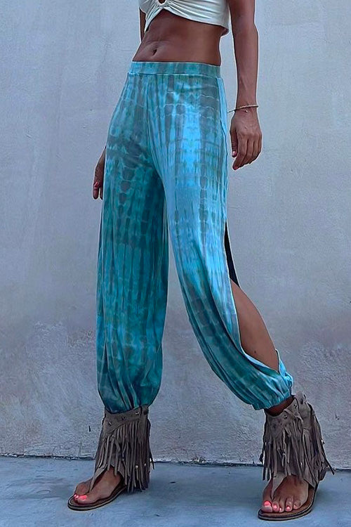 Margovil Tie Dye Side Slit Loose Lantern Pants, view 3
