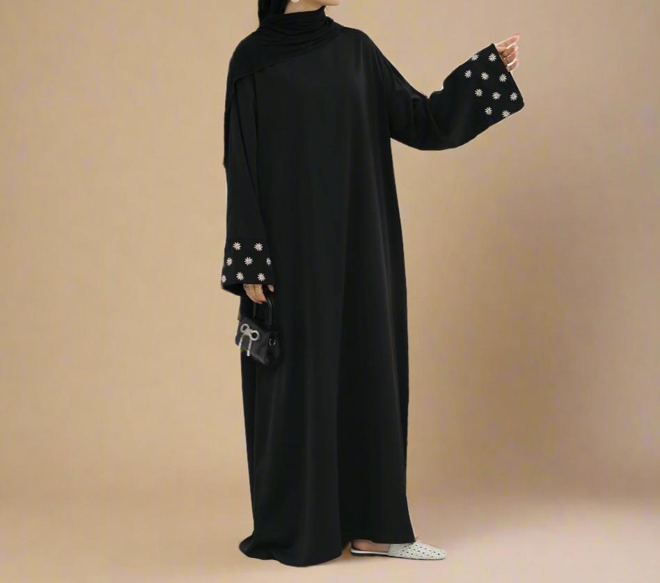 Sophisticated Floral Embroidered Jamila Closed Abaya, view 4