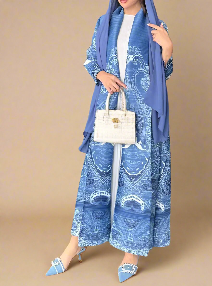 Boho long printed kimono, view 7
