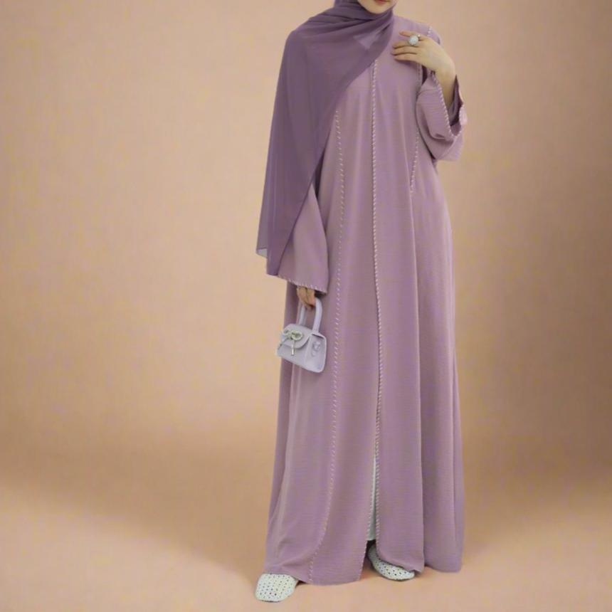Reem abaya and hijab set with exquisite stitching by Try Modest