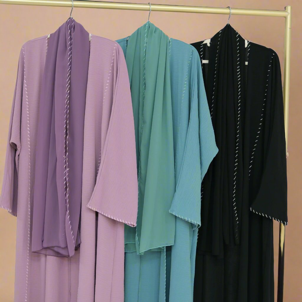 Reem abaya and hijab set with exquisite stitching, view 4