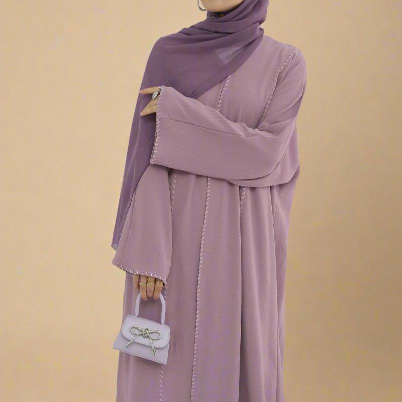 Reem abaya and hijab set with exquisite stitching, view 7