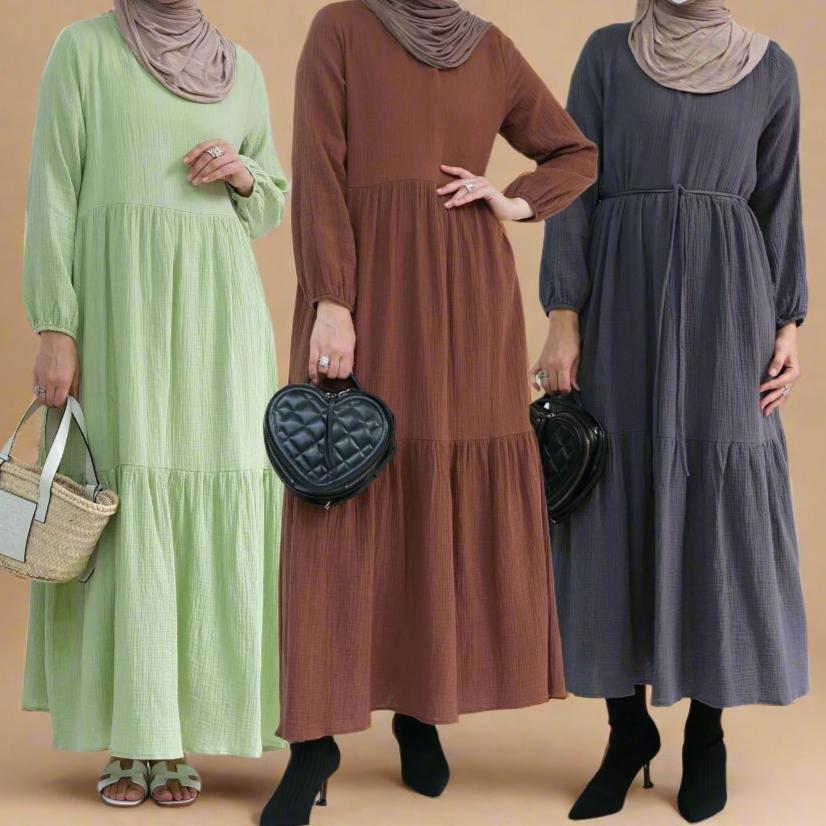 Sophie Comfortable cotton dress with  a belted waist, view 5