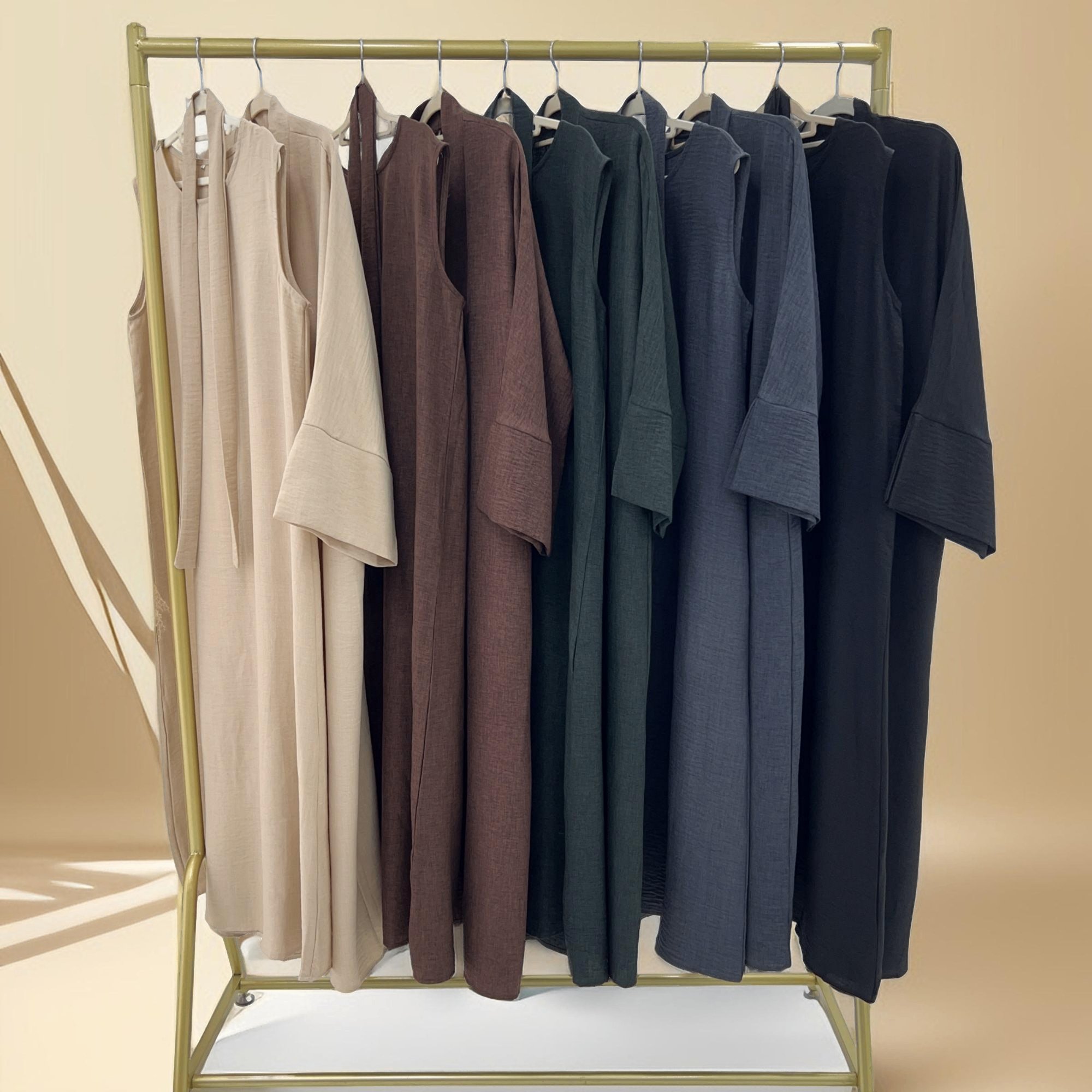 Kamila Classic: 2-Piece Plain Open Abaya Set, view 6