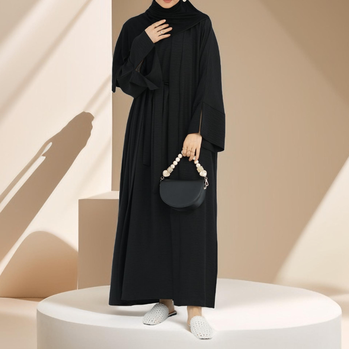 Kamila Classic: 2-Piece Plain Open Abaya Set, view 7