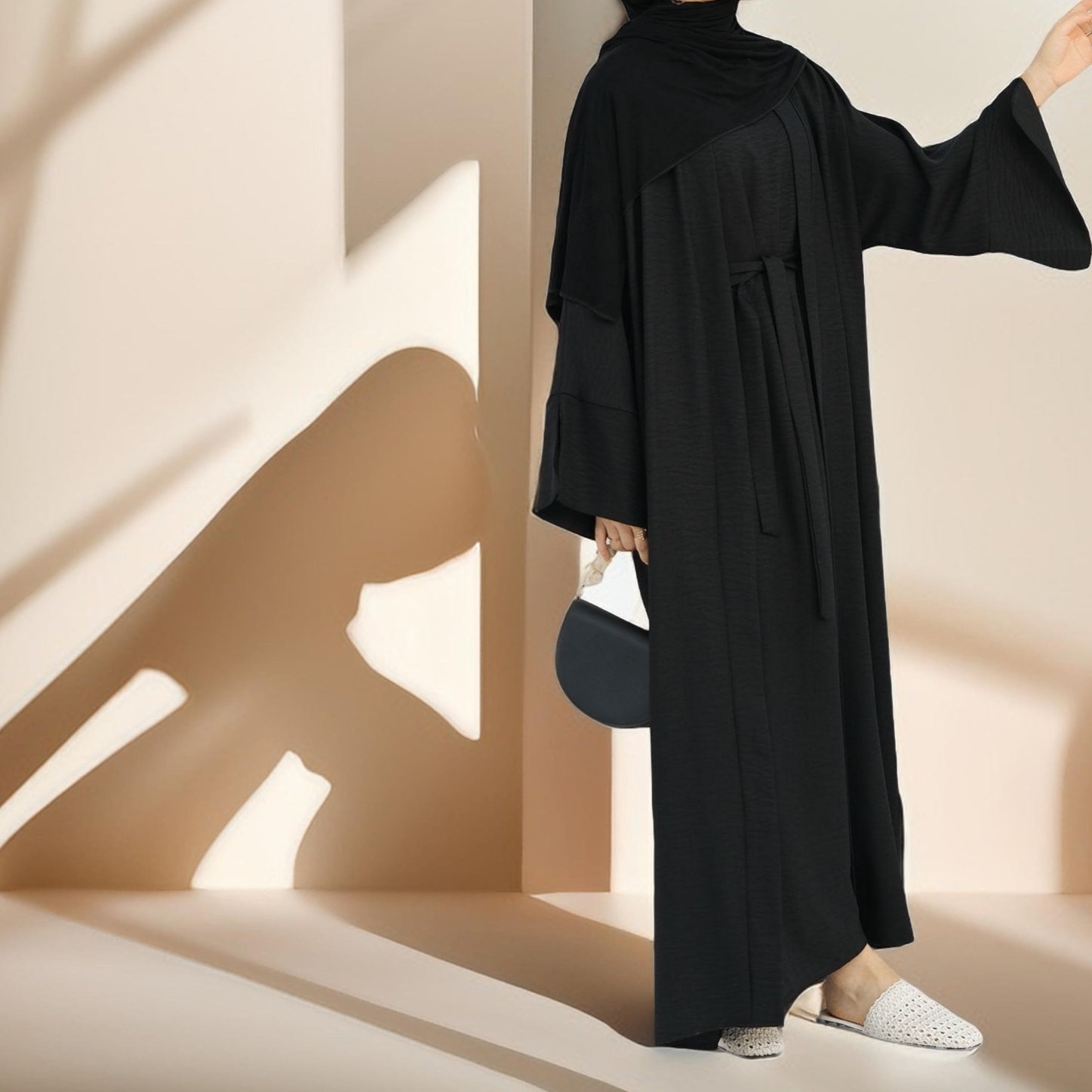 Kamila Classic: 2-Piece Plain Open Abaya Set, view 8