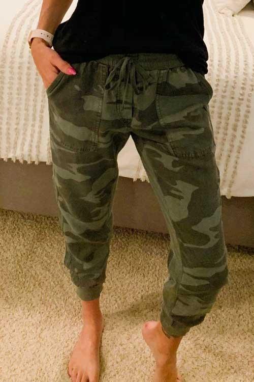Margovil Casual Drawstring Waisted Camo Jogger by Margovil