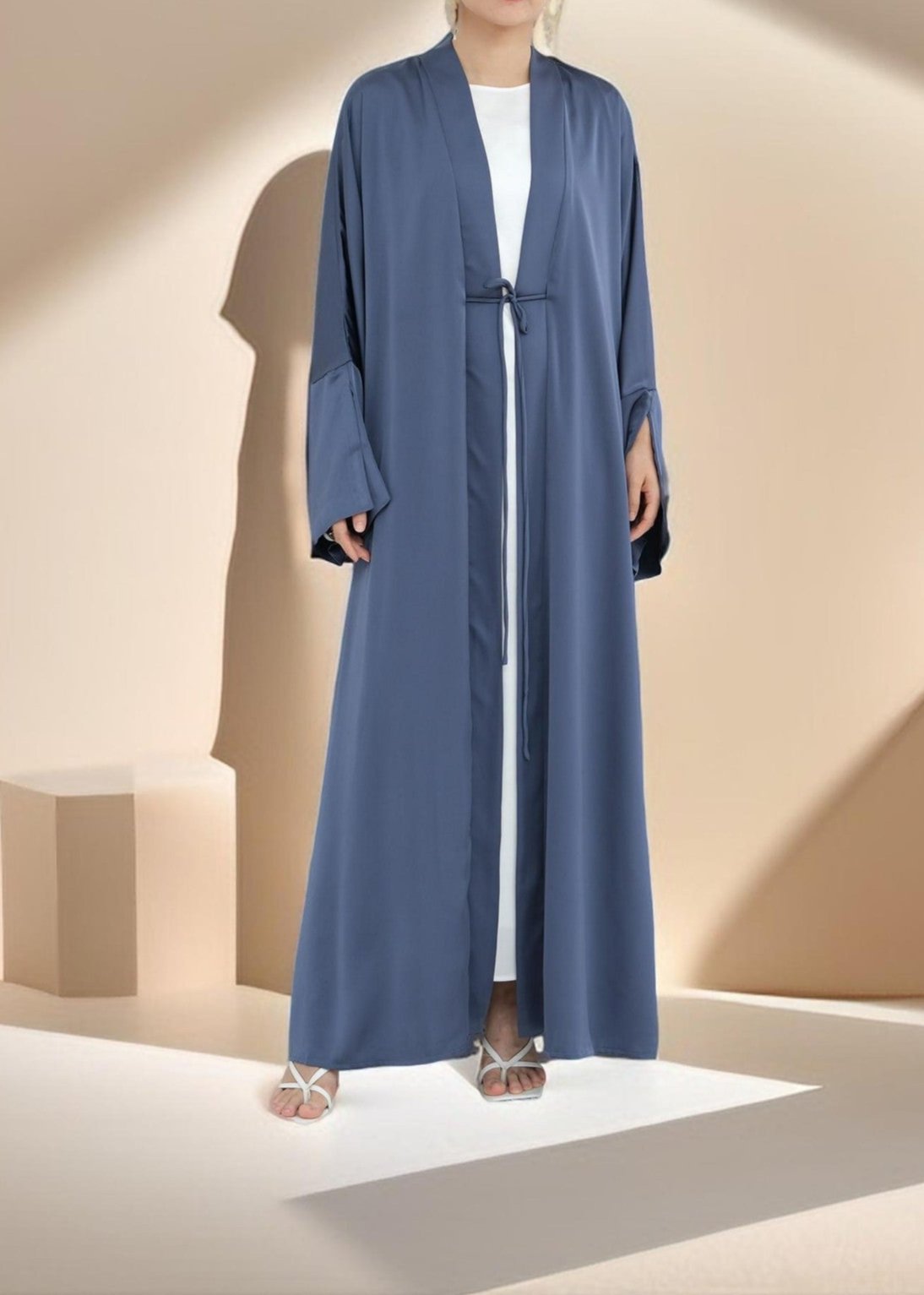 Duha Open Front Satin Abaya by Try Modest