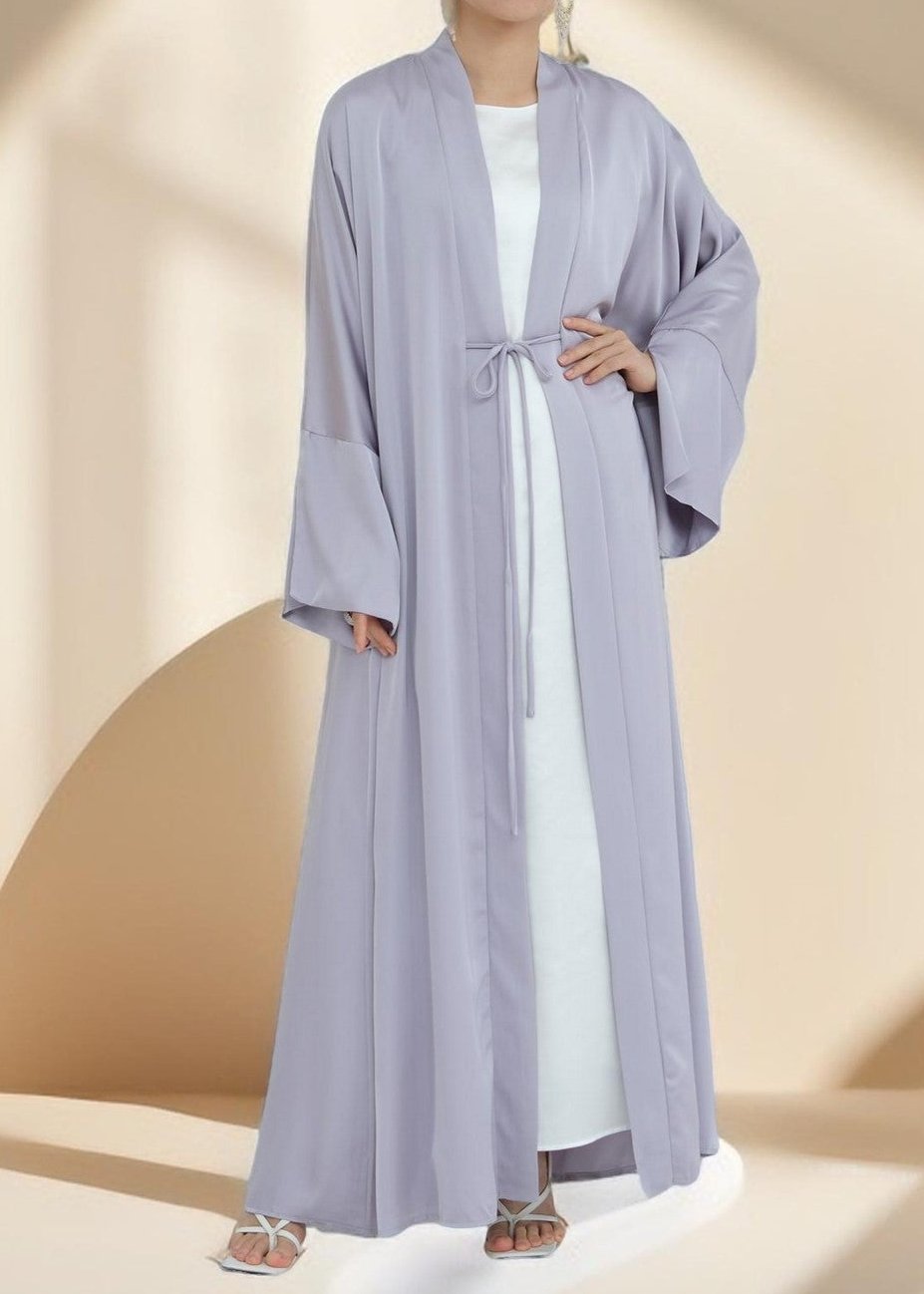 Duha Open Front Satin Abaya, view 5
