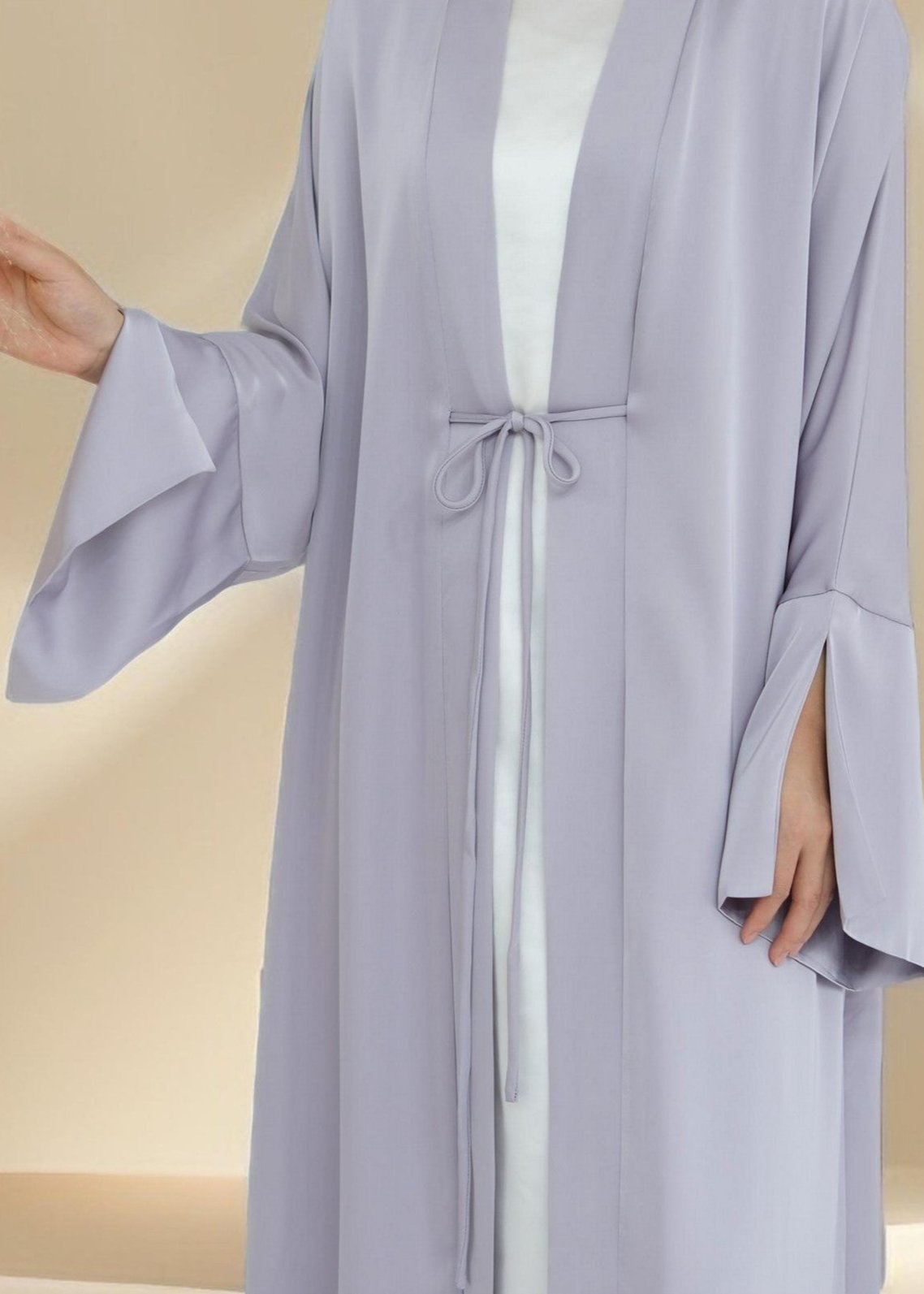 Duha Open Front Satin Abaya, view 6