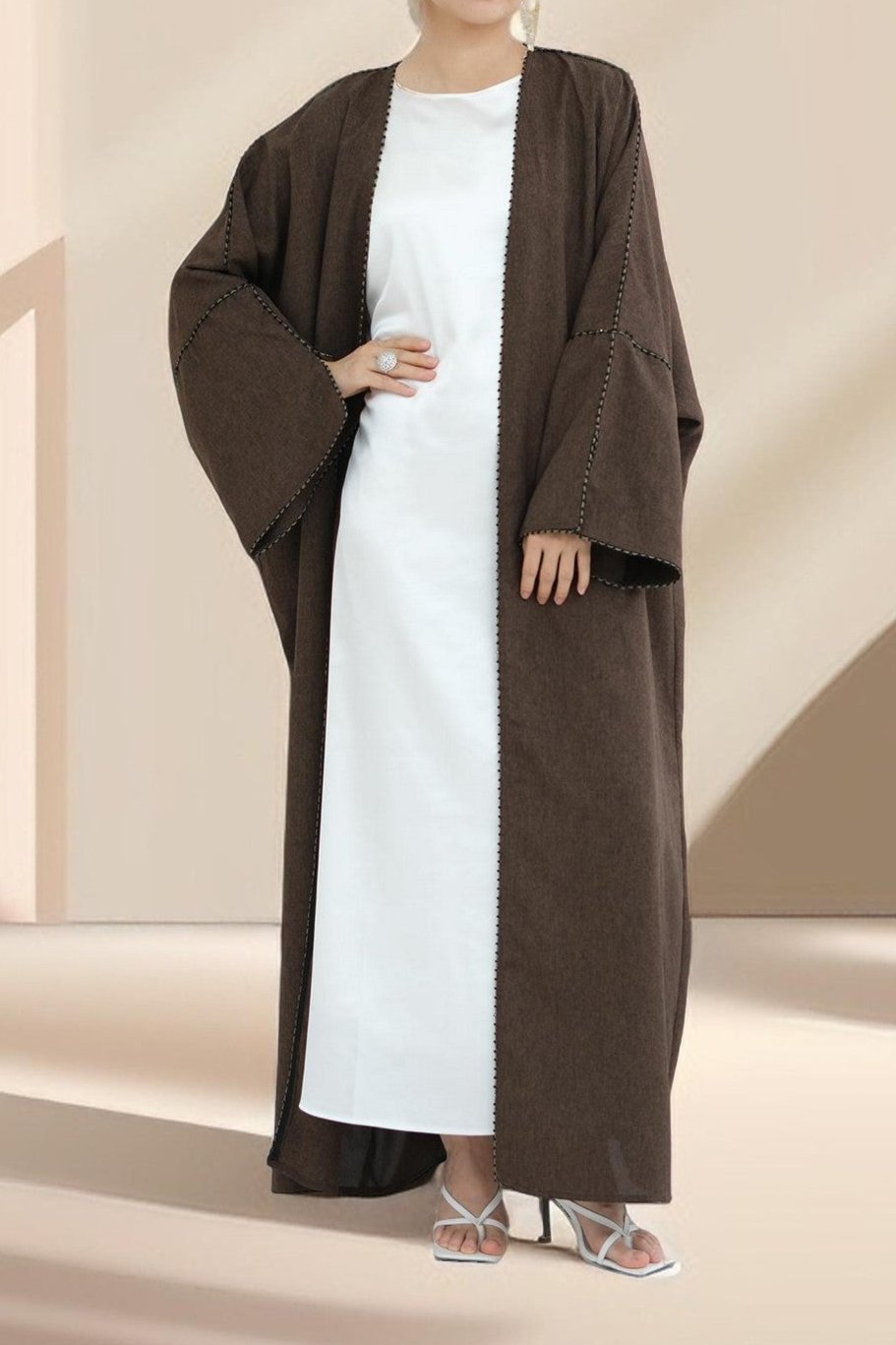 Nadine Open Front Linen Abaya by Try Modest