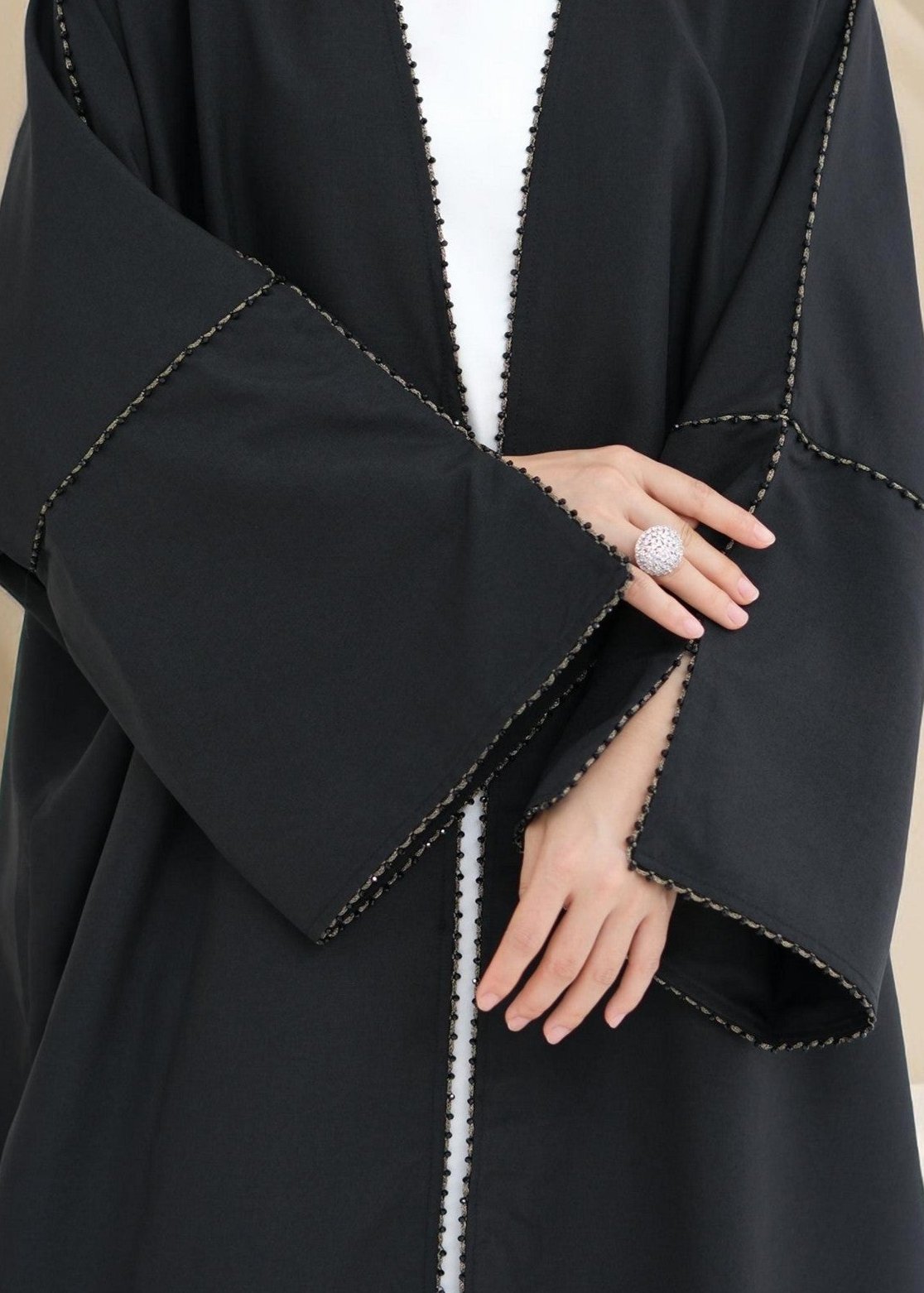 Nadine Open Front Linen Abaya, view 4