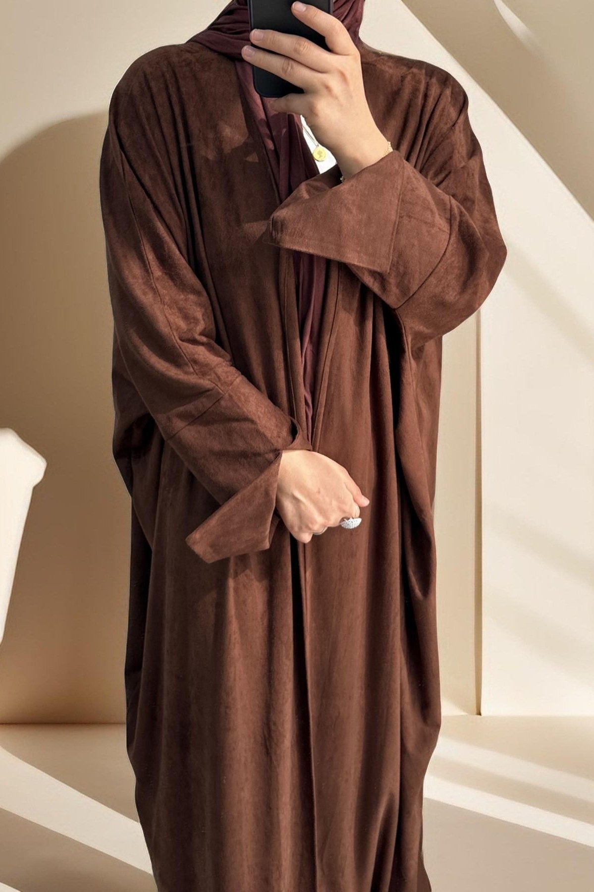 Jumana Velvet Open Front Abaya, view 2