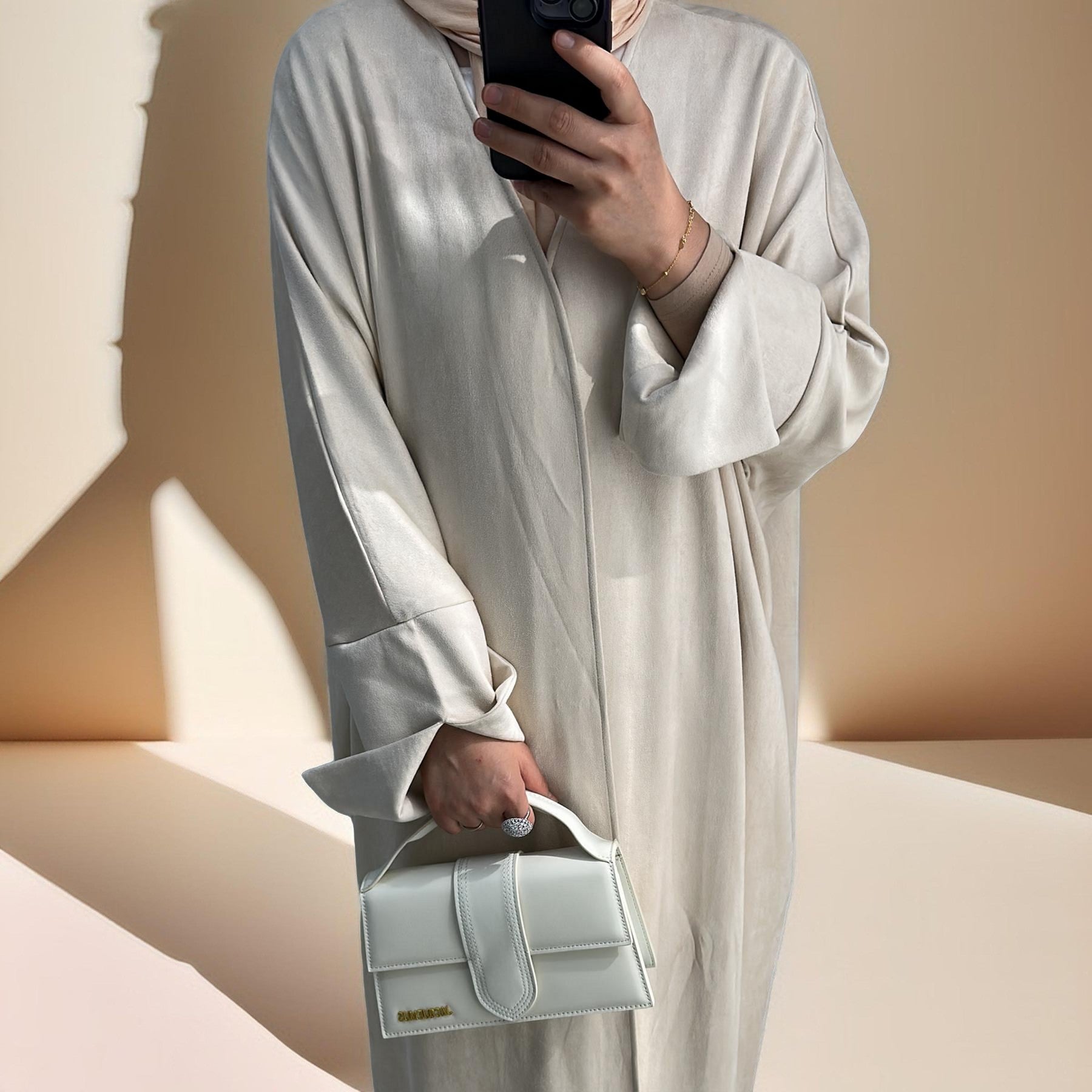 Jumana Velvet Open Front Abaya, view 3