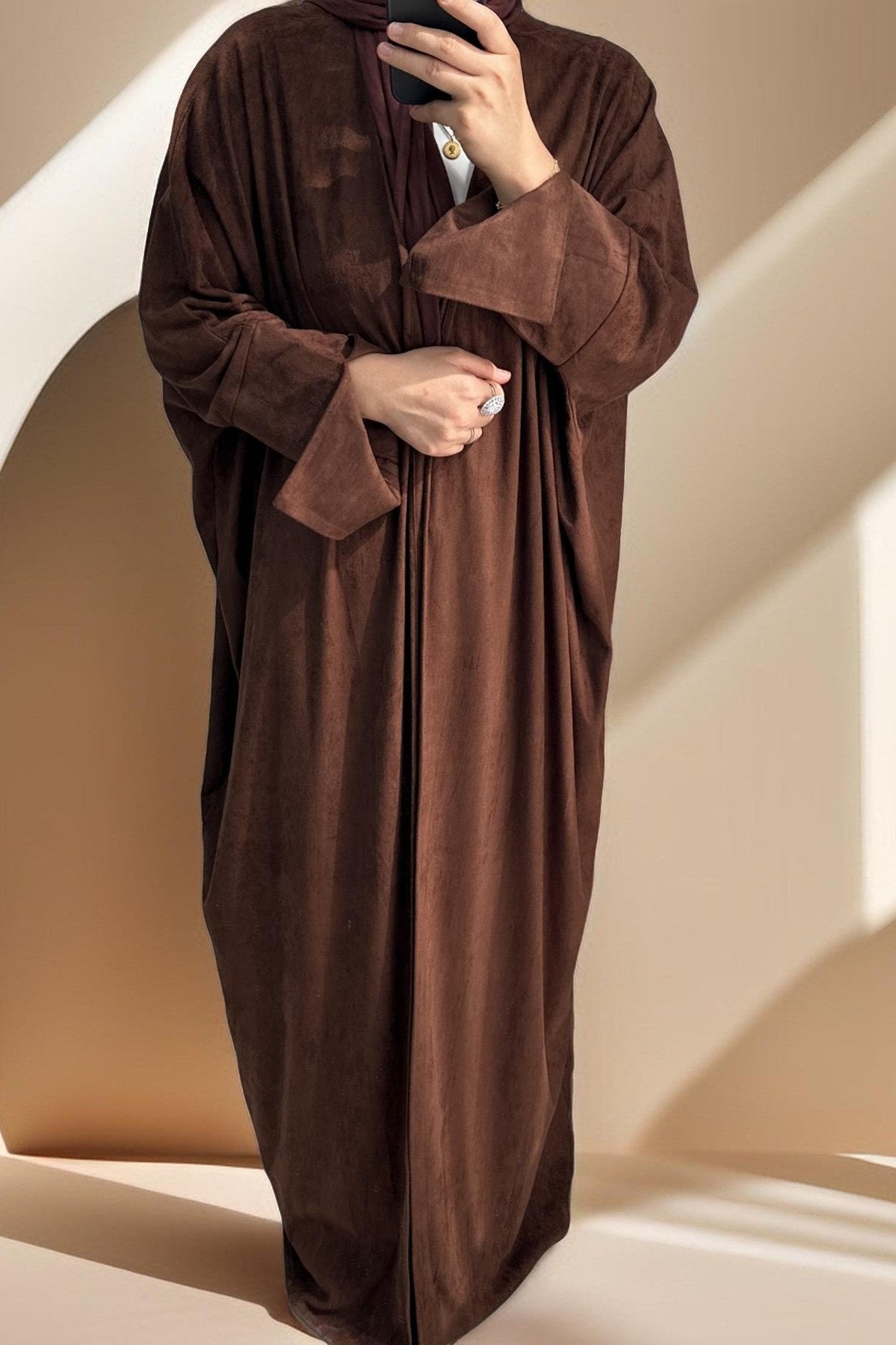 Jumana Velvet Open Front Abaya, view 4