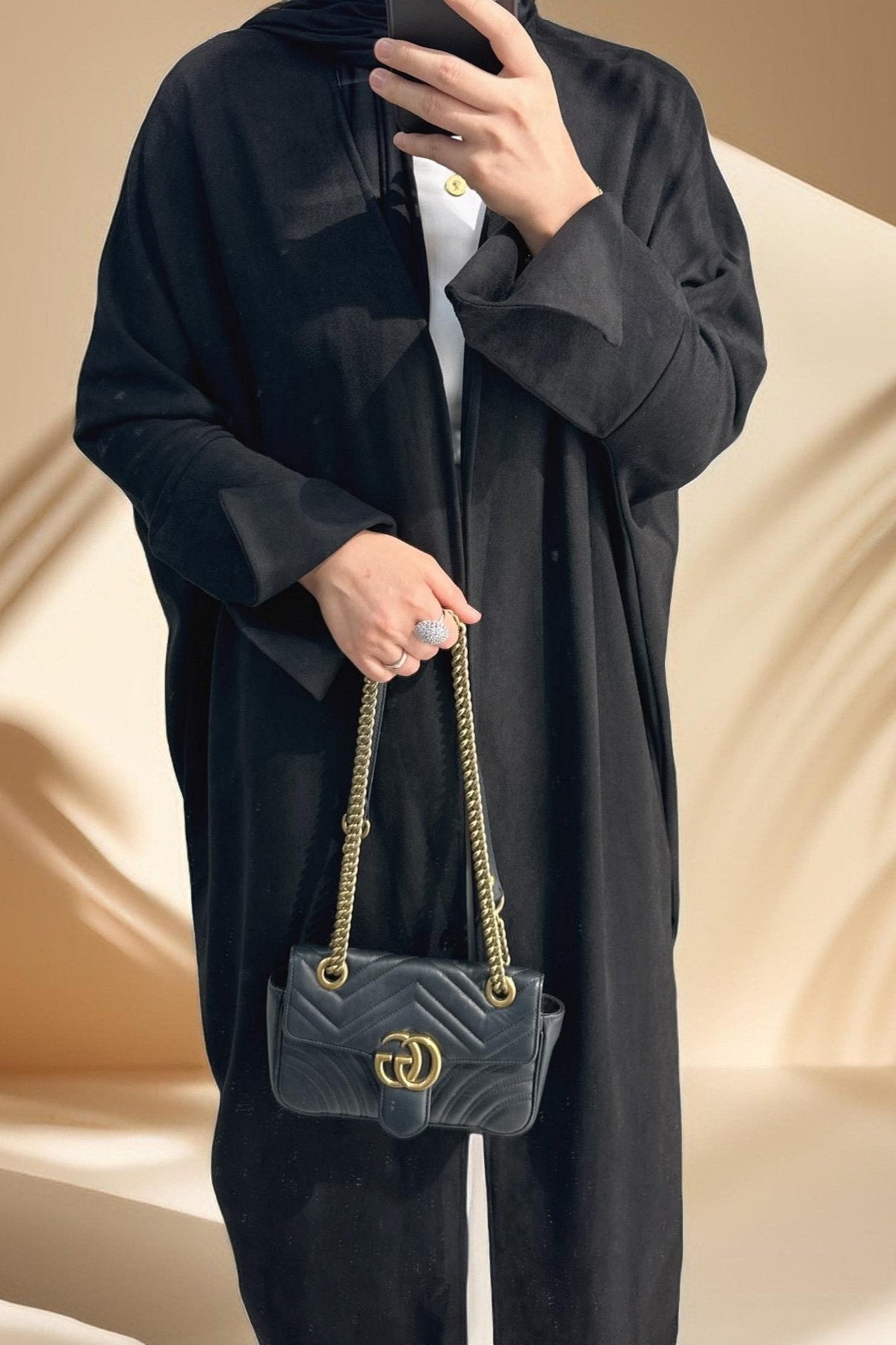 Jumana Velvet Open Front Abaya, view 7